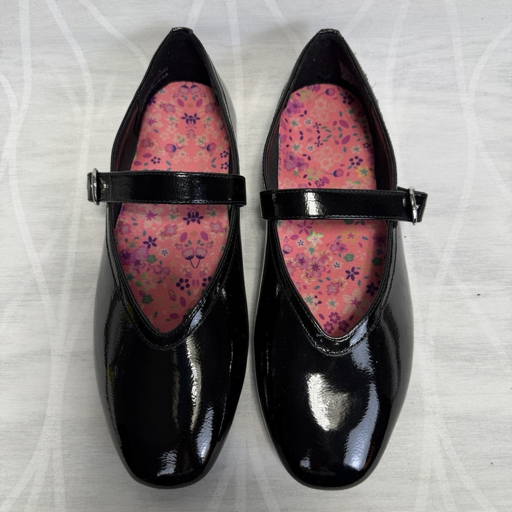 Mary Jane Flats Black‎ Patent Leather Ballet Buckle NWOB